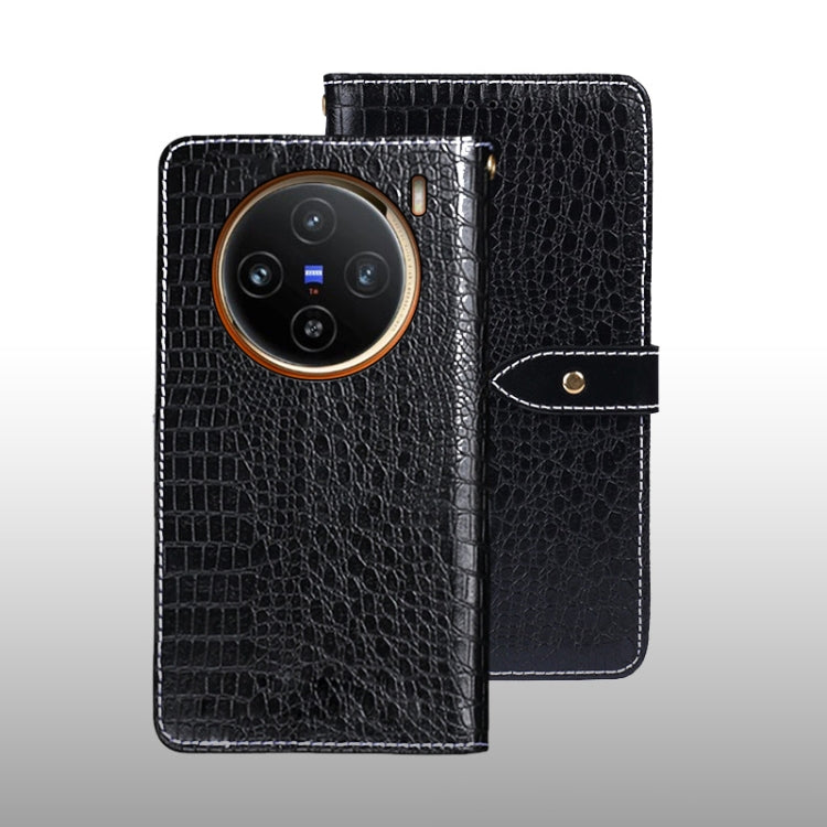 For vivo X100 idewei Crocodile Texture Leather Phone Case(Black) - vivo Cases by idewei | Online Shopping South Africa | PMC TechLife | Buy Now Pay Later Mobicred