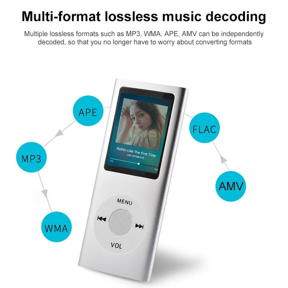 1.8 inch TFT Screen Metal MP4 Player With 16G TF Card+Earphone+Cable(Silver)