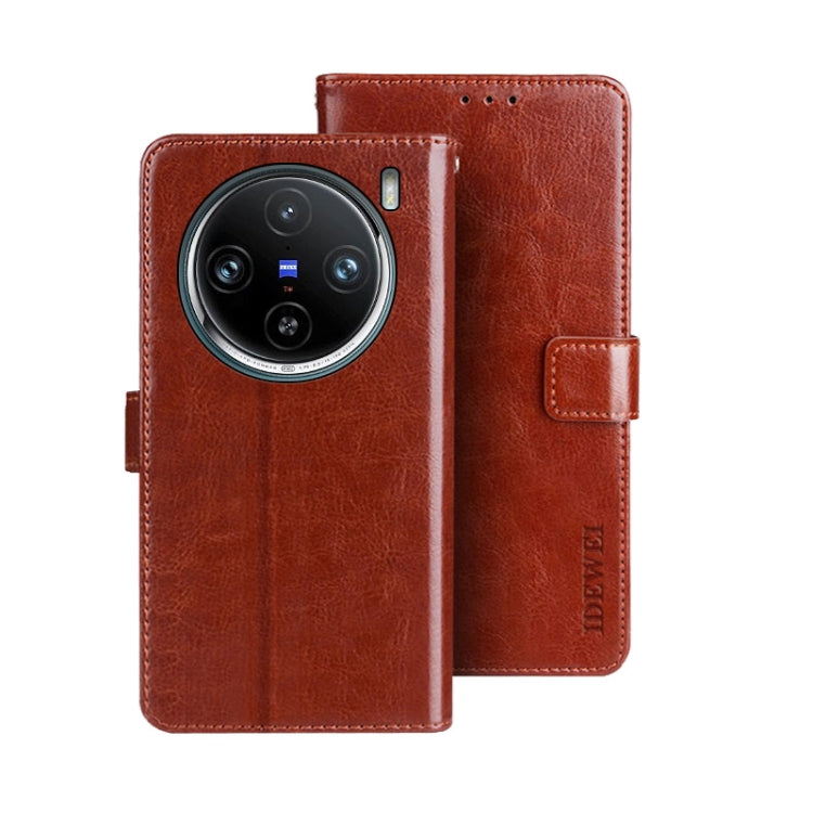 For vivo X100 Pro idewei Crazy Horse Texture Leather Phone Case(Brown) - vivo Cases by idewei | Online Shopping South Africa | PMC Jewellery | Buy Now Pay Later Mobicred