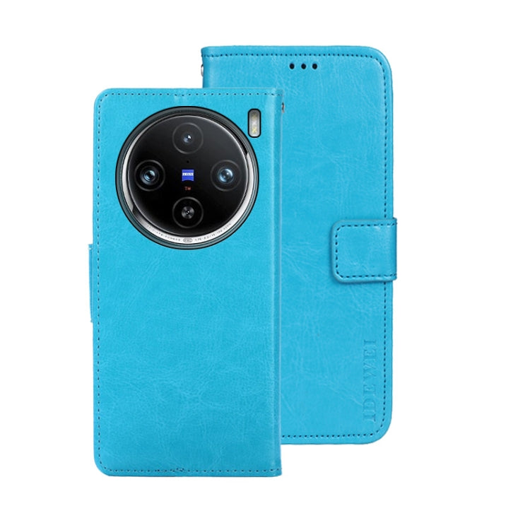 For vivo X100 Pro idewei Crazy Horse Texture Leather Phone Case(Sky Blue) - vivo Cases by idewei | Online Shopping South Africa | PMC Jewellery | Buy Now Pay Later Mobicred