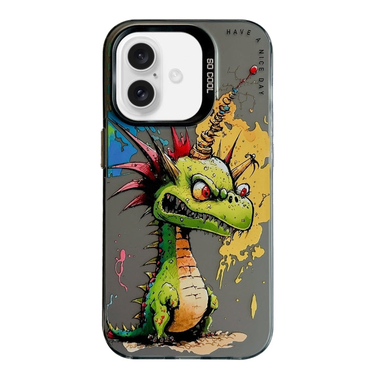 For iPhone 16 Animal Pattern Oil Painting Series PC + TPU Phone Case(Dragon) - iPhone 16 Cases by PMC TechLife | Online Shopping South Africa | PMC TechLife | Buy Now Pay Later Mobicred