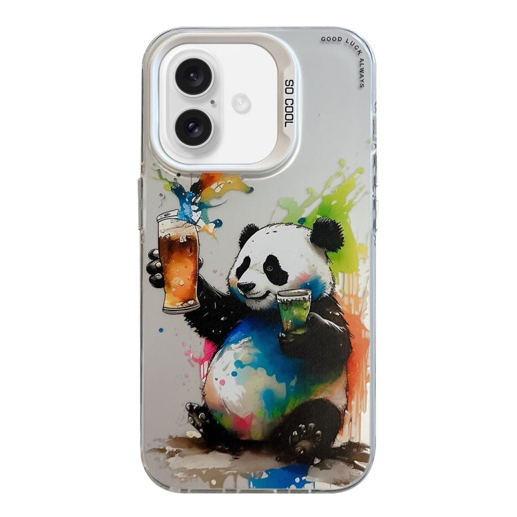 For iPhone 16 Animal Pattern Oil Painting Series PC + TPU Phone Case(Panda) - iPhone 16 Cases by PMC TechLife | Online Shopping South Africa | PMC TechLife | Buy Now Pay Later Mobicred