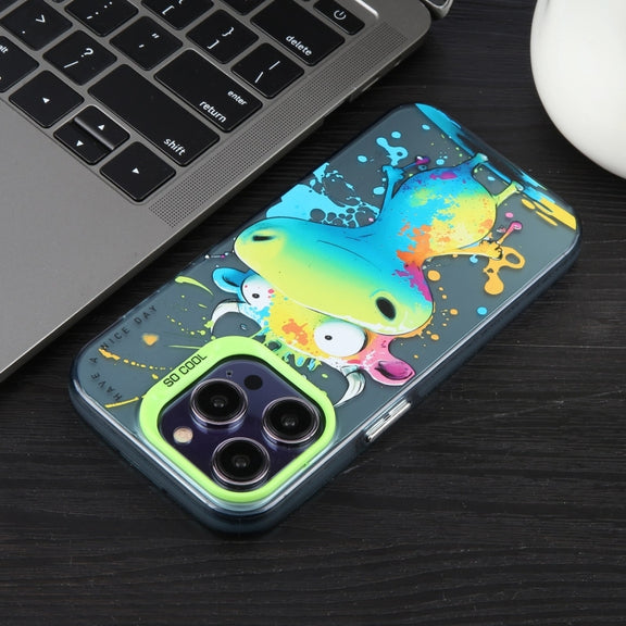 For iPhone 16 Animal Pattern Oil Painting Series PC + TPU Phone Case(Rabbit)