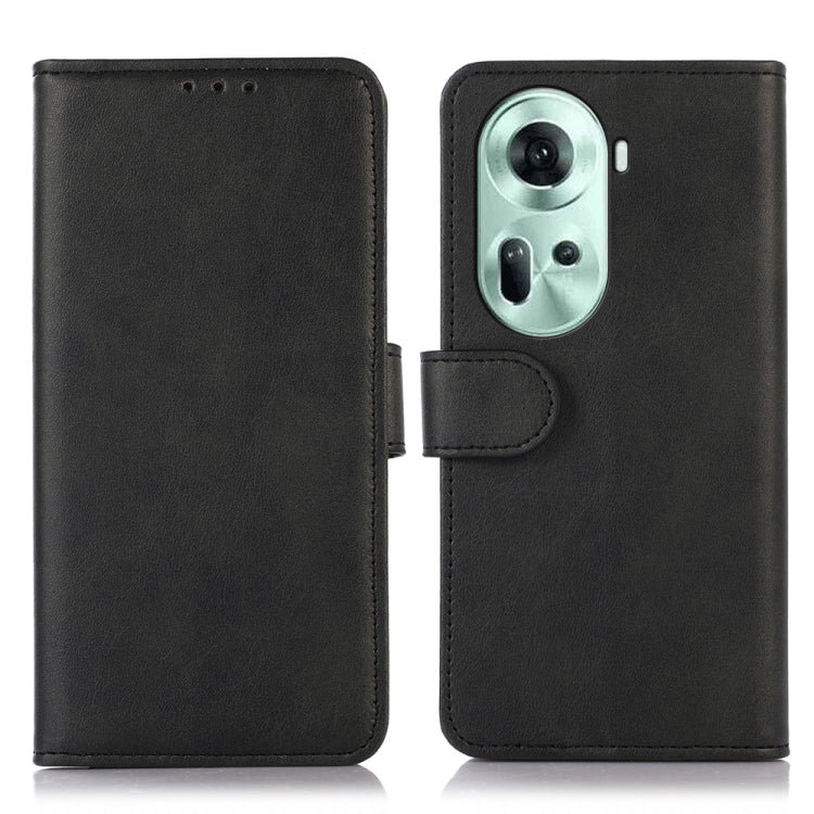 For OPPO Reno11 5G Global Cow Texture Flip Leather Phone Case(Black) - Reno11 Cases by PMC TechLife | Online Shopping South Africa | PMC TechLife | Buy Now Pay Later Mobicred