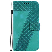 For iPhone 16e Seven-shaped Embossed Leather Phone Case(Green)