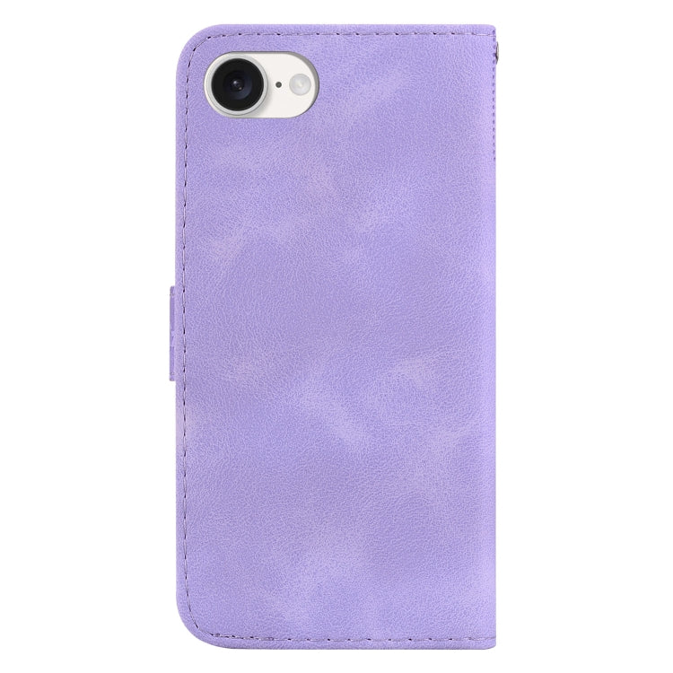 For iPhone 16e Seven-shaped Embossed Leather Phone Case(Purple)