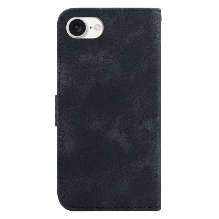 For iPhone 16e Seven-shaped Embossed Leather Phone Case(Black) - iPhone 16e Cases by PMC TechLife | Online Shopping South Africa | PMC TechLife | Buy Now Pay Later Mobicred