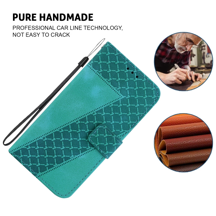 For iPhone 16 Pro Max Seven-shaped Embossed Leather Phone Case(Green)