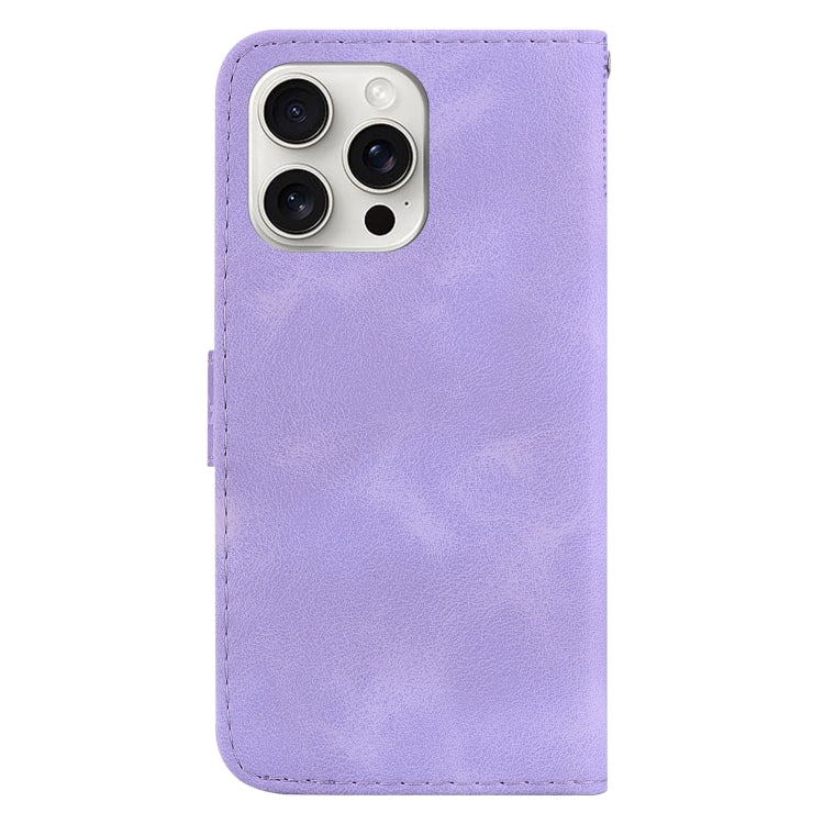 For iPhone 16 Pro Seven-shaped Embossed Leather Phone Case(Purple) - iPhone 16 Pro Cases by PMC TechLife | Online Shopping South Africa | PMC TechLife | Buy Now Pay Later Mobicred