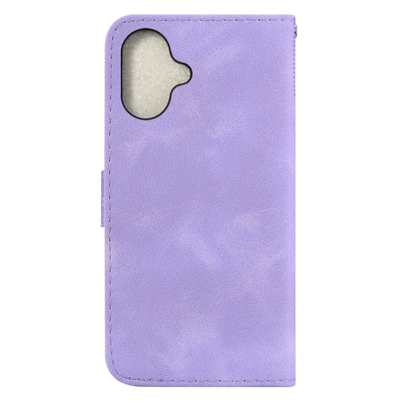 For iPhone 16 Plus Seven-shaped Embossed Leather Phone Case(Purple)