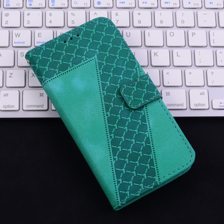 For iPhone 16 Seven-shaped Embossed Leather Phone Case(Green) - iPhone 16 Cases by PMC TechLife | Online Shopping South Africa | PMC TechLife | Buy Now Pay Later Mobicred