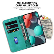 For iPhone 16 Seven-shaped Embossed Leather Phone Case(Green)