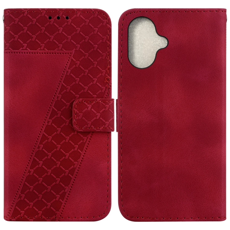 For iPhone 16 Seven-shaped Embossed Leather Phone Case(Red) - iPhone 16 Cases by PMC TechLife | Online Shopping South Africa | PMC TechLife | Buy Now Pay Later Mobicred