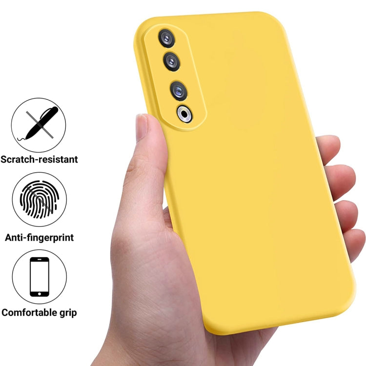 For Honor 90 Pro Pure Color Liquid Silicone Shockproof Phone Case(Yellow)