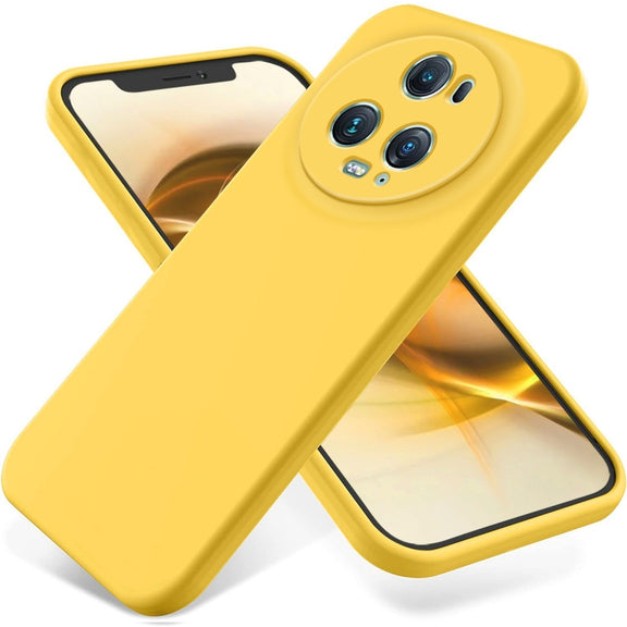 For Honor Magic5 Pro Solid Color Liquid Silicone Dropproof Full Coverage Phone Case(Yellow)