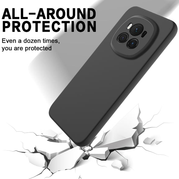 For Honor Magic6 Pure Color Liquid Silicone Shockproof Phone Case(Black)