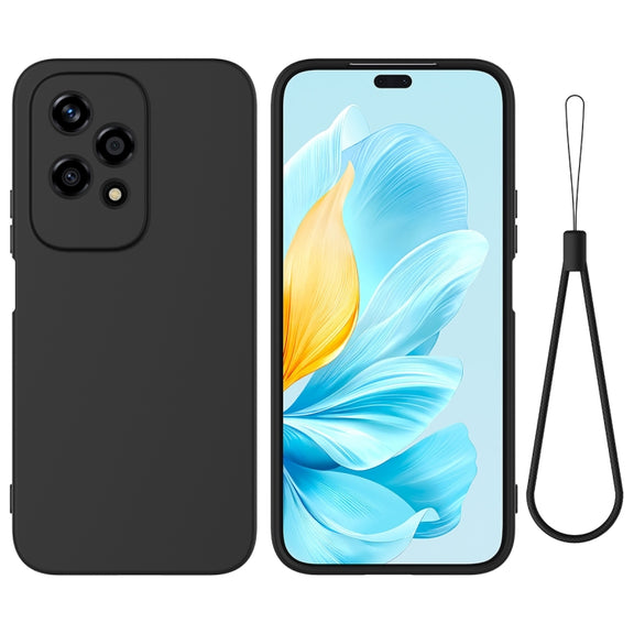 For Honor 200 Lite Global Solid Color Liquid Silicone Dropproof Full Coverage Phone Case(Black)