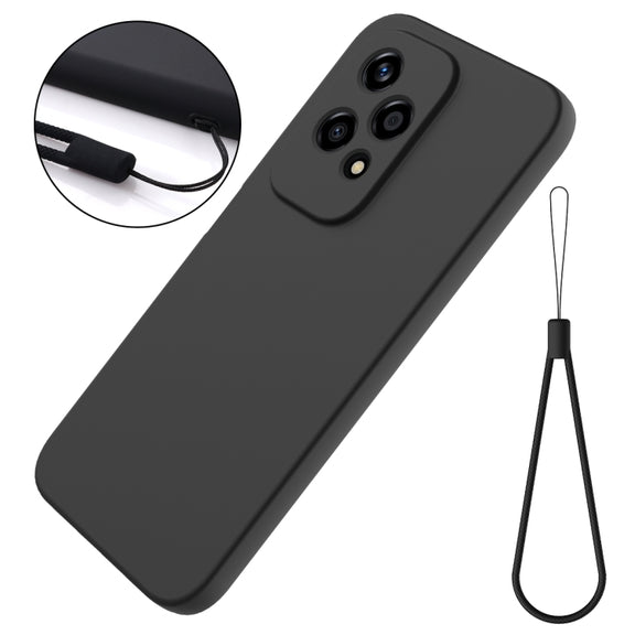 For Honor 200 Lite Global Solid Color Liquid Silicone Dropproof Full Coverage Phone Case(Black)