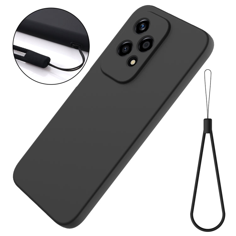 For Honor 200 Lite Global Solid Color Liquid Silicone Dropproof Full Coverage Phone Case(Black)