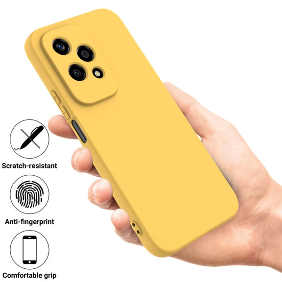 For Honor 200 Lite Global Solid Color Liquid Silicone Dropproof Full Coverage Phone Case(Yellow)