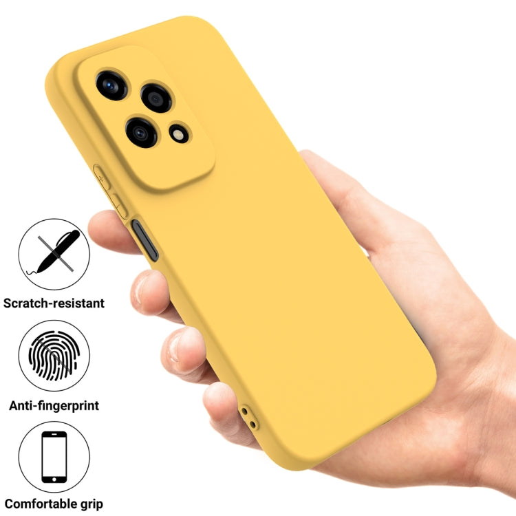 For Honor 200 Lite Global Solid Color Liquid Silicone Dropproof Full Coverage Phone Case(Yellow)