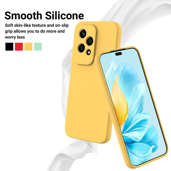 For Honor 200 Lite Global Solid Color Liquid Silicone Dropproof Full Coverage Phone Case(Yellow)