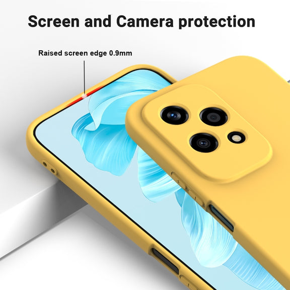For Honor 200 Lite Global Solid Color Liquid Silicone Dropproof Full Coverage Phone Case(Yellow)
