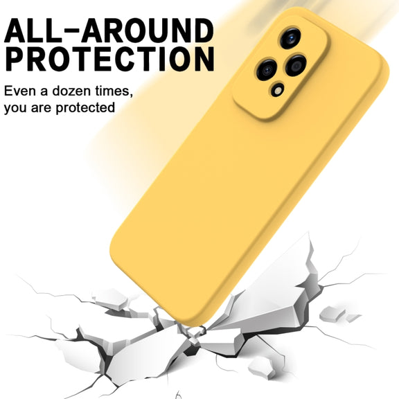 For Honor 200 Lite Global Solid Color Liquid Silicone Dropproof Full Coverage Phone Case(Yellow)