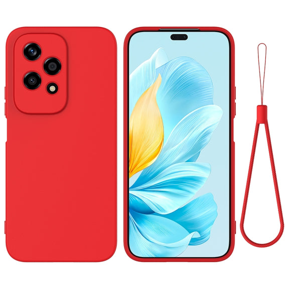 For Honor 200 Lite Global Solid Color Liquid Silicone Dropproof Full Coverage Phone Case(Red)