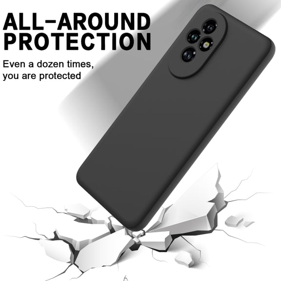 For Honor 200 Solid Color Liquid Silicone Dropproof Full Coverage Phone Case(Black)