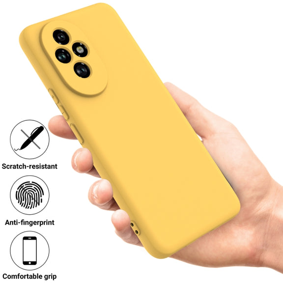 For Honor 200 Solid Color Liquid Silicone Dropproof Full Coverage Phone Case(Yellow)