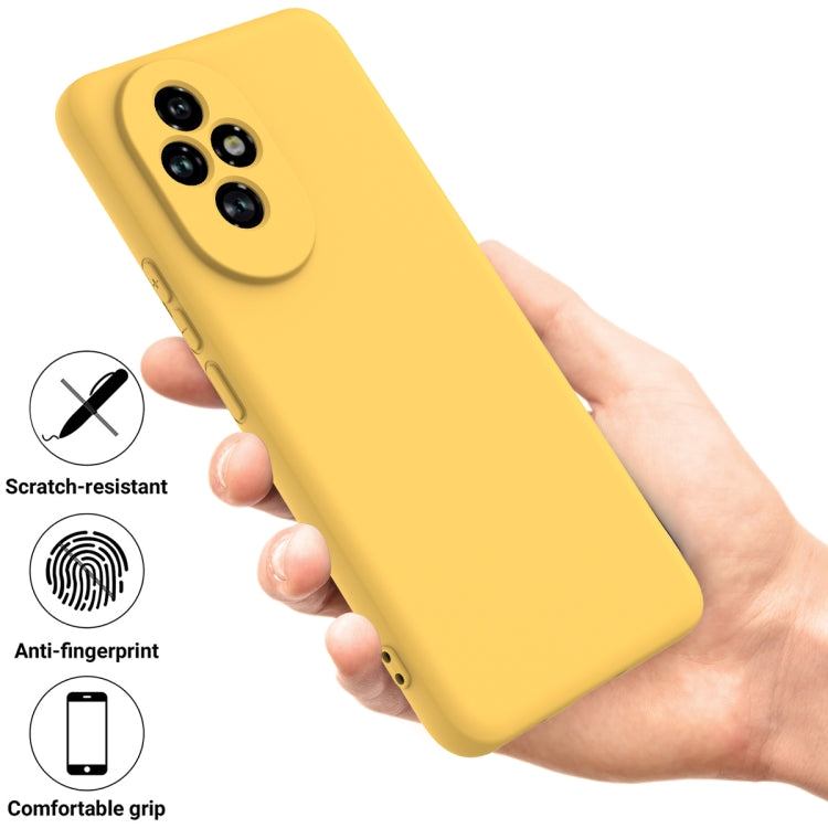 For Honor 200 Solid Color Liquid Silicone Dropproof Full Coverage Phone Case(Yellow)