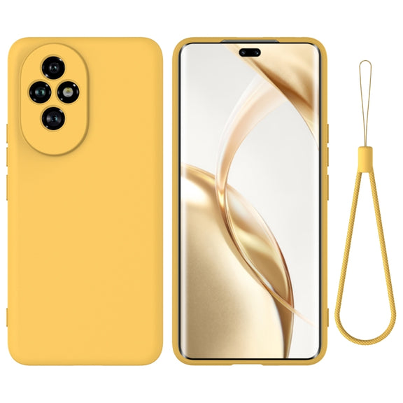 For Honor 200 Solid Color Liquid Silicone Dropproof Full Coverage Phone Case(Yellow)