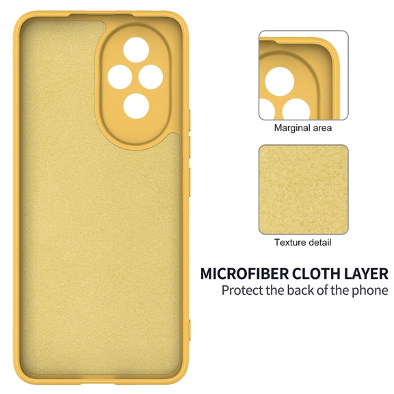 For Honor 200 Solid Color Liquid Silicone Dropproof Full Coverage Phone Case(Yellow)