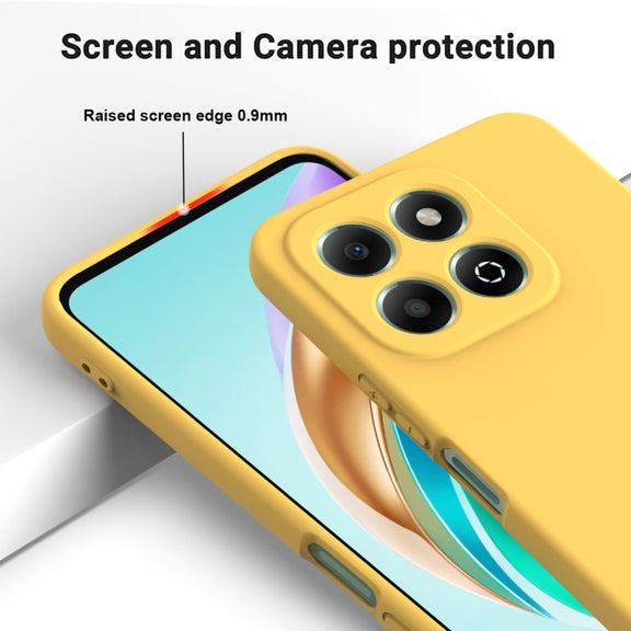 For Honor X6b 4G Solid Color Liquid Silicone Dropproof Full Coverage Phone Case(Yellow)