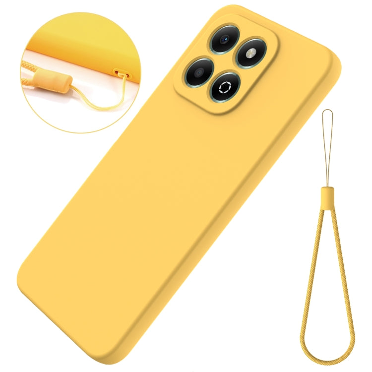 For Honor X6b 4G Solid Color Liquid Silicone Dropproof Full Coverage Phone Case(Yellow)