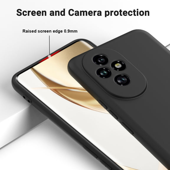 For Honor 200 Pro Solid Color Liquid Silicone Dropproof Full Coverage Phone Case(Black)