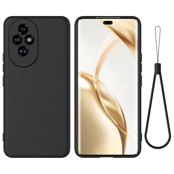 For Honor 200 Pro Solid Color Liquid Silicone Dropproof Full Coverage Phone Case(Black)