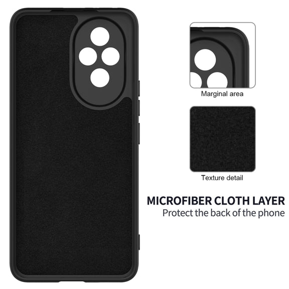 For Honor 200 Pro Solid Color Liquid Silicone Dropproof Full Coverage Phone Case(Black)