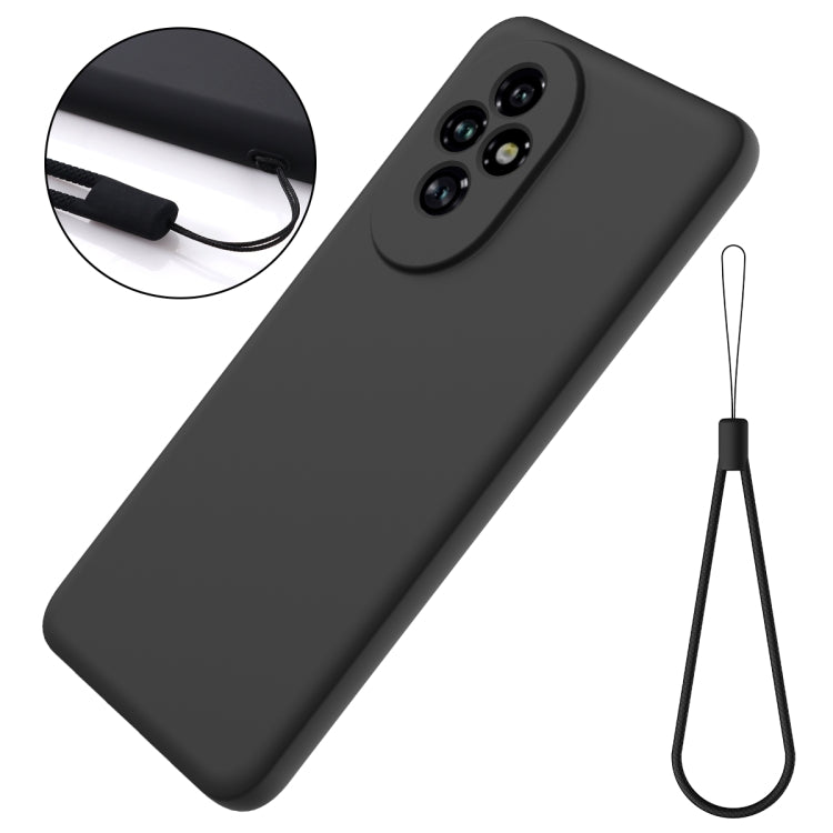 For Honor 200 Pro Solid Color Liquid Silicone Dropproof Full Coverage Phone Case(Black)
