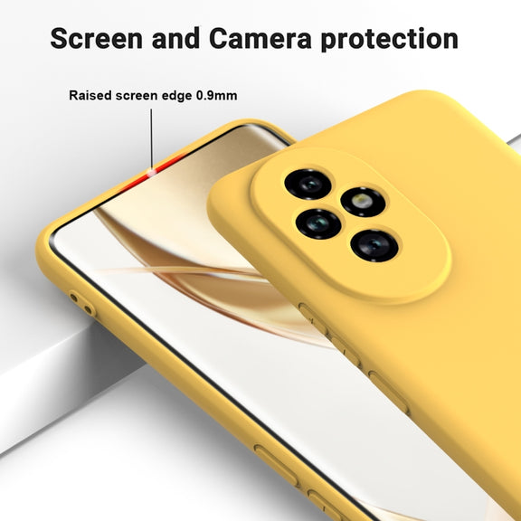 For Honor 200 Pro Solid Color Liquid Silicone Dropproof Full Coverage Phone Case(Yellow)