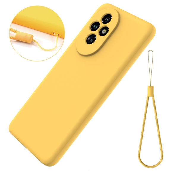 For Honor 200 Pro Solid Color Liquid Silicone Dropproof Full Coverage Phone Case(Yellow)
