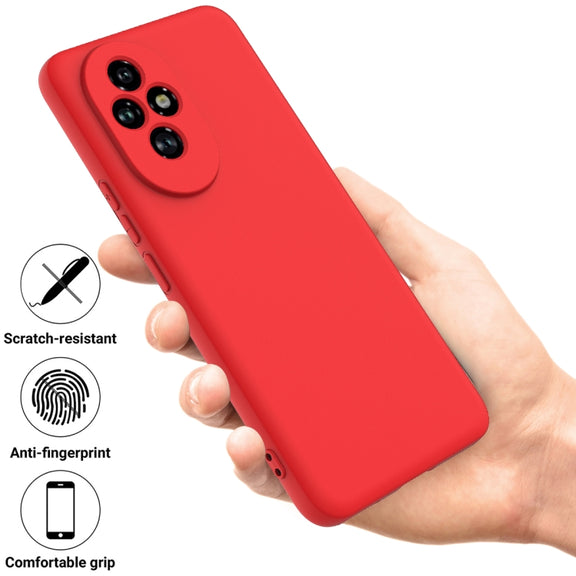 For Honor 200 Pro Solid Color Liquid Silicone Dropproof Full Coverage Phone Case(Red)