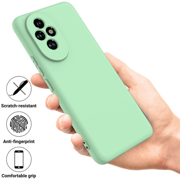 For Honor 200 Pro Solid Color Liquid Silicone Dropproof Full Coverage Phone Case(Green)