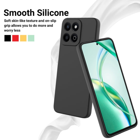 For Honor X7c / Play 200 Plus Solid Color Liquid Silicone Dropproof Full Coverage Phone Case(Black)