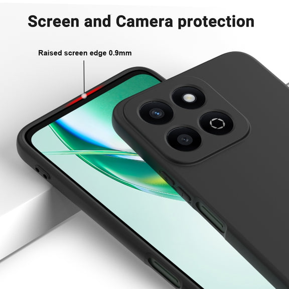 For Honor X7c / Play 200 Plus Solid Color Liquid Silicone Dropproof Full Coverage Phone Case(Black)