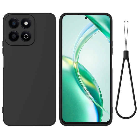 For Honor X7c / Play 200 Plus Solid Color Liquid Silicone Dropproof Full Coverage Phone Case(Black)