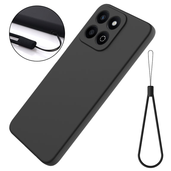 For Honor X7c / Play 200 Plus Solid Color Liquid Silicone Dropproof Full Coverage Phone Case(Black)
