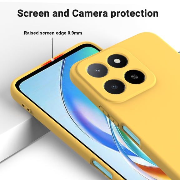 For Honor X5b / X5b Plus Solid Color Liquid Silicone Dropproof Full Coverage Phone Case(Yellow)