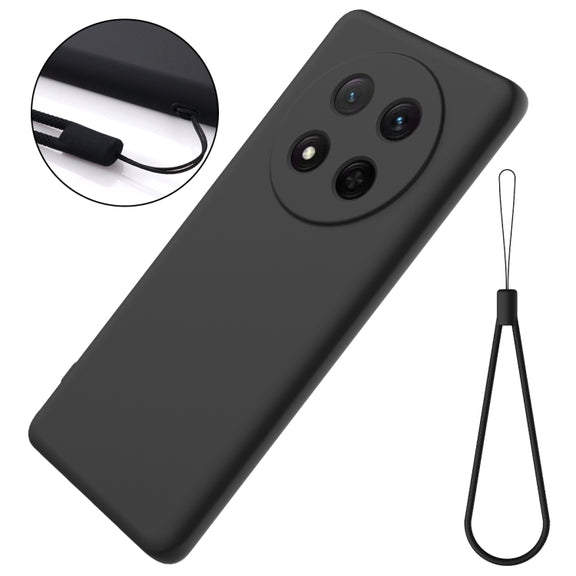 For Honor X9c / X60 Pro 5G Solid Color Liquid Silicone Dropproof Full Coverage Phone Case(Black)